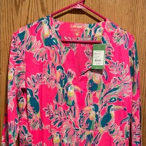 Lilly Pulitzer Pink and Green Floral Swim Coverup